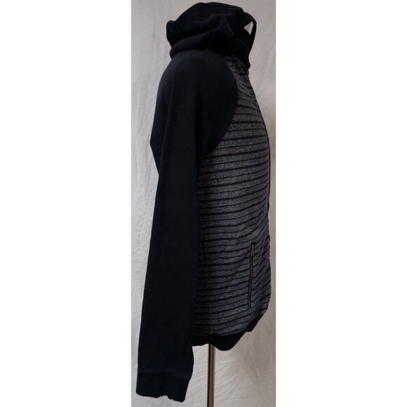 Rock & Republic Womens Medium Striped Black / Gray Full Zip Hooded Jacket Hoodie - Picture 6 of 14